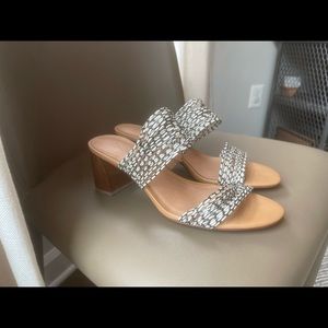 NEW Madewell The Meg Sandal in Snake Embossed Leather with chunky block heels